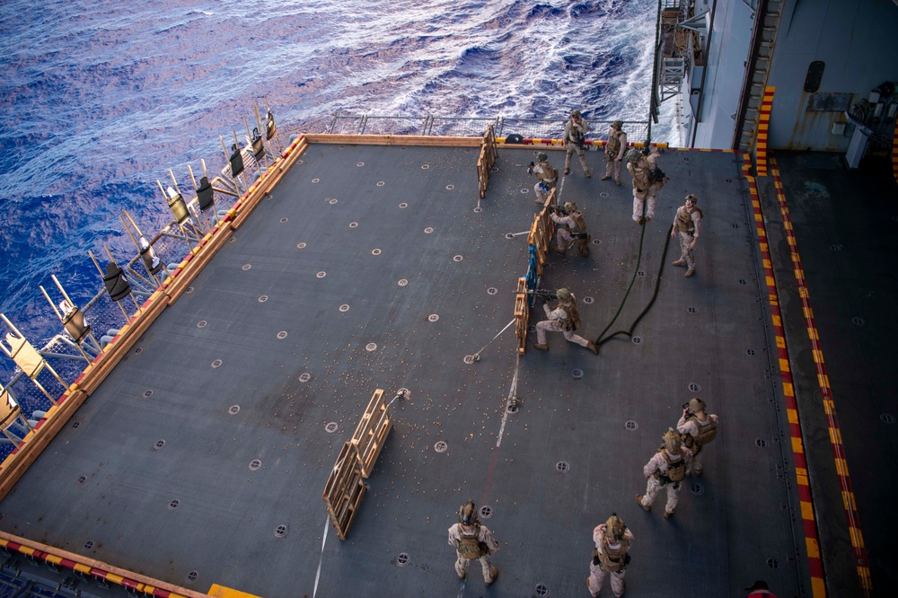 Marines drop into action aboard Boxer