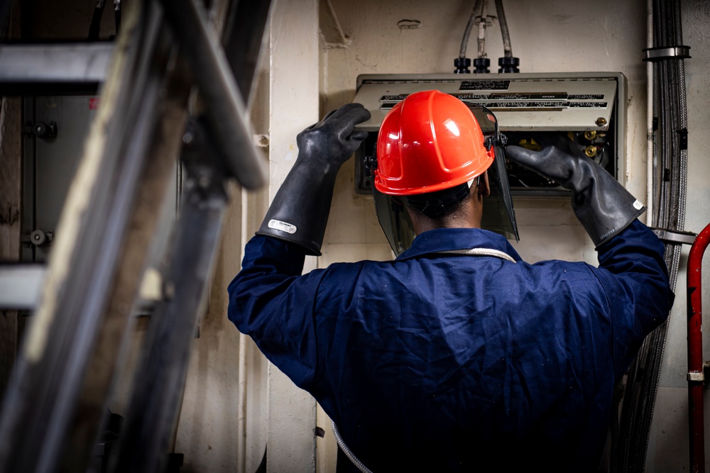 Nimitz Sailor Tests an Airflow Sensor