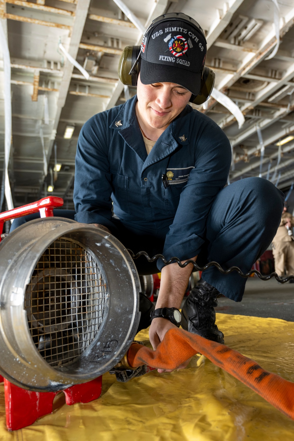 Nimitz Sailor Performs Tests a Ram Fan