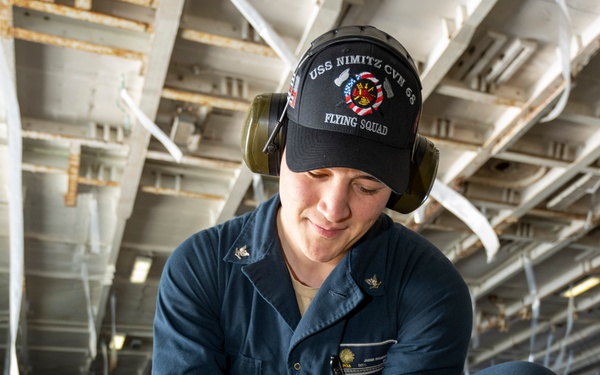 Nimitz Sailor Performs Tests a Ram Fan