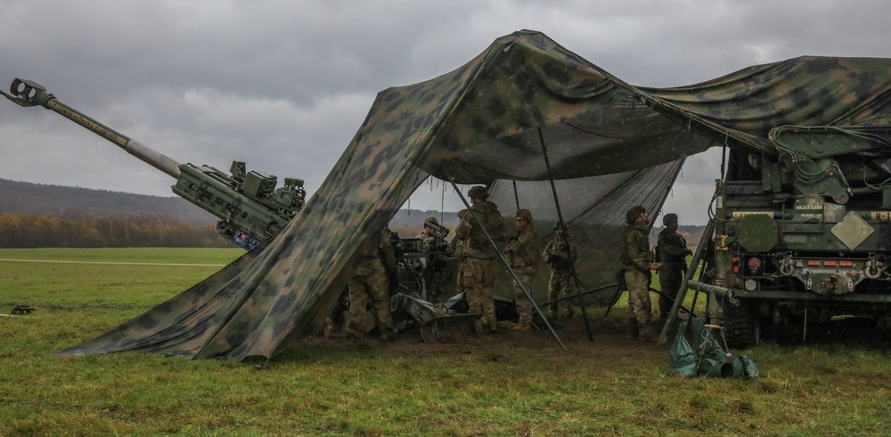 2CR Soldiers conduct M777A2 live fire exercise as part of  Dynamic Front 25