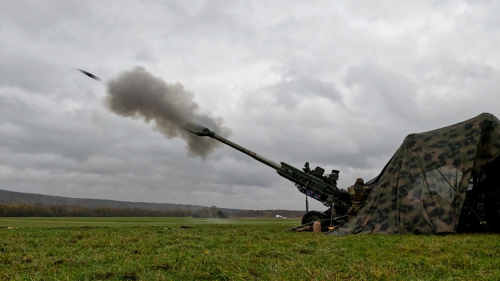 2nd Cavalry Regiment Field Artillery Squadron conducts live fire training during Exercise Dynamic Front 25