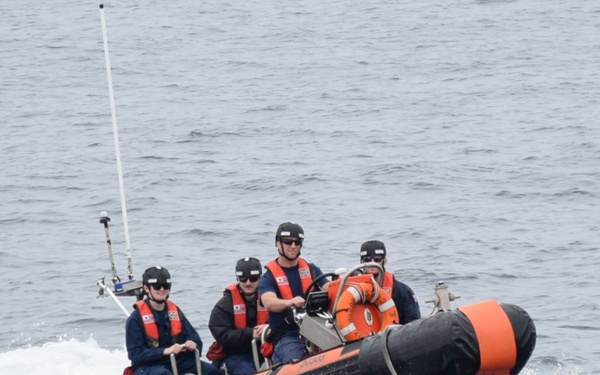 Coast Guard Cutter Seneca conducts small boat training at sea