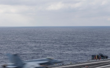 USS Gerald R. Ford is underway in the Atlanitc Ocean