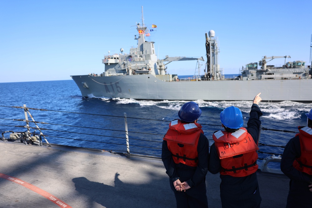 USS Arleigh Burke Replenishment-at-Sea with Spanish Oiler