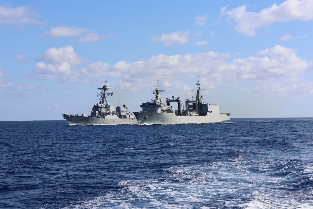 USS Jason Dunham Replenishment-at-Sea with Spanish Oiler