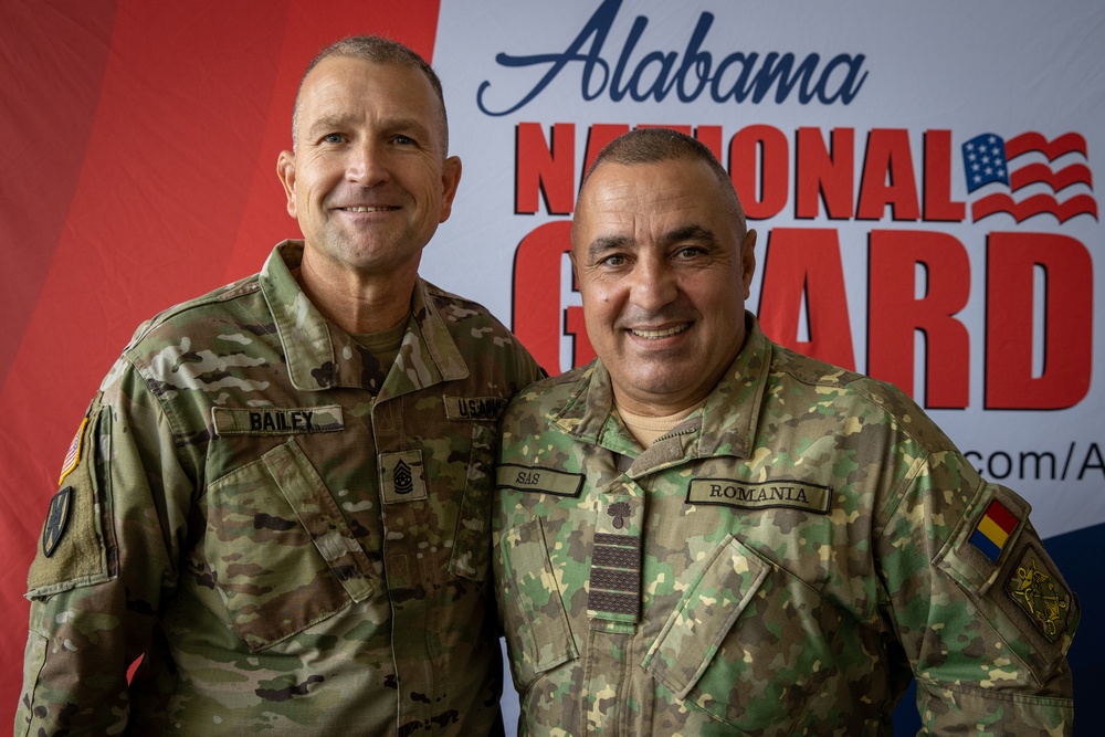 Alabama Guard enlisted leaders pose for a photo with Romanian partner