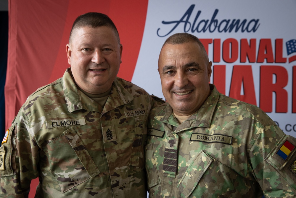 Alabama Guard enlisted leaders pose for a photo with Romanian partner