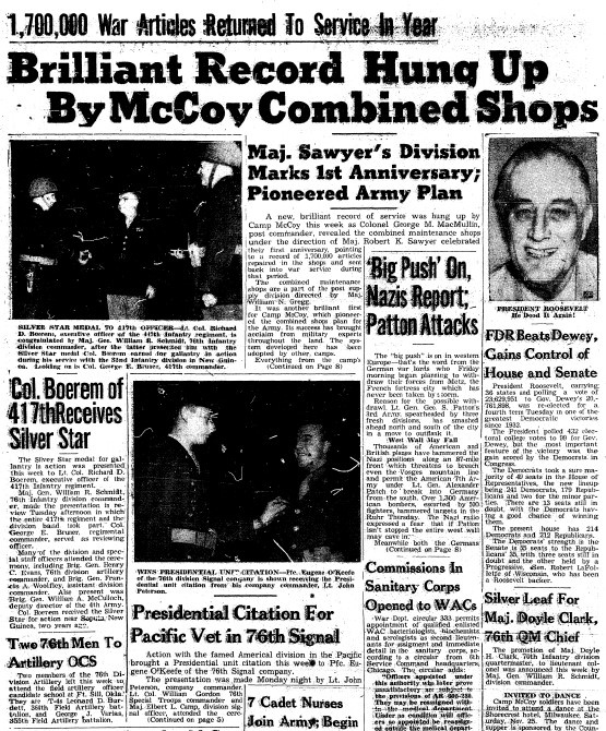 This Month in Fort McCoy History — November