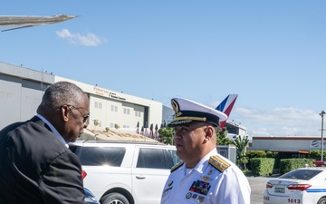 Secretary Austin departs Manila and arrives at Palawan, Philippines