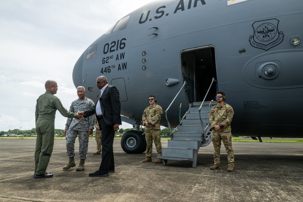 Secretary Austin departs Manila and arrives at Palawan, Philippines