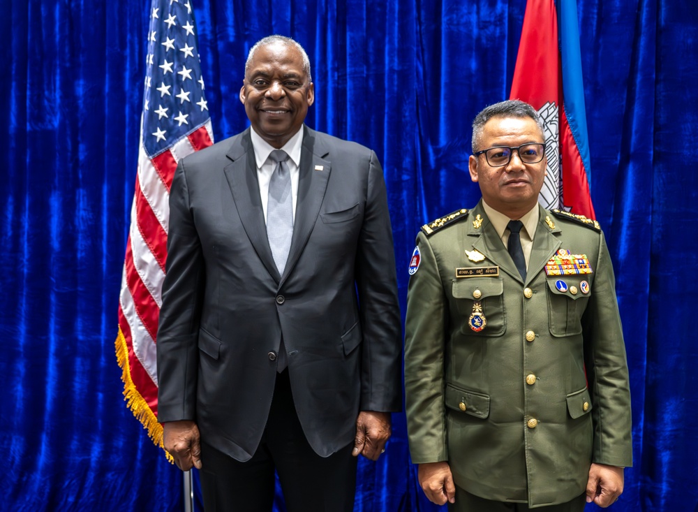 Secretary Austin meets with Cambodia Defense Minister Seiha