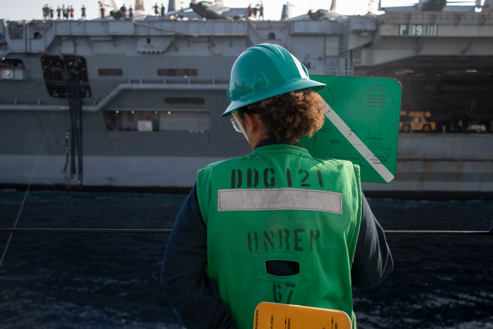 Frank E. Petersen Jr. conducts fueling-at-sea with Abraham Lincoln