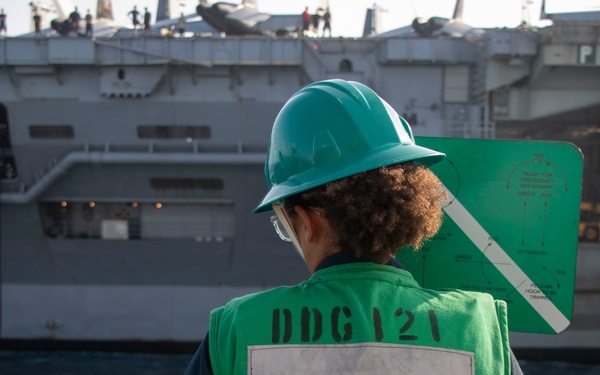 Frank E. Petersen Jr. conducts fueling-at-sea with Abraham Lincoln