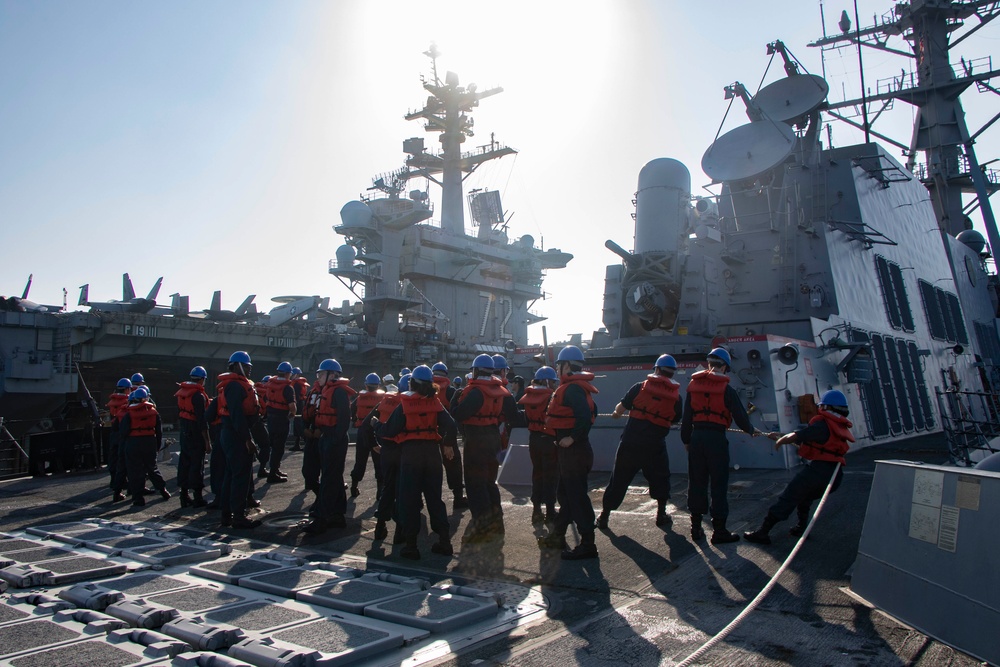 Frank E. Petersen Jr. conducts fueling-at-sea with Abraham Lincoln