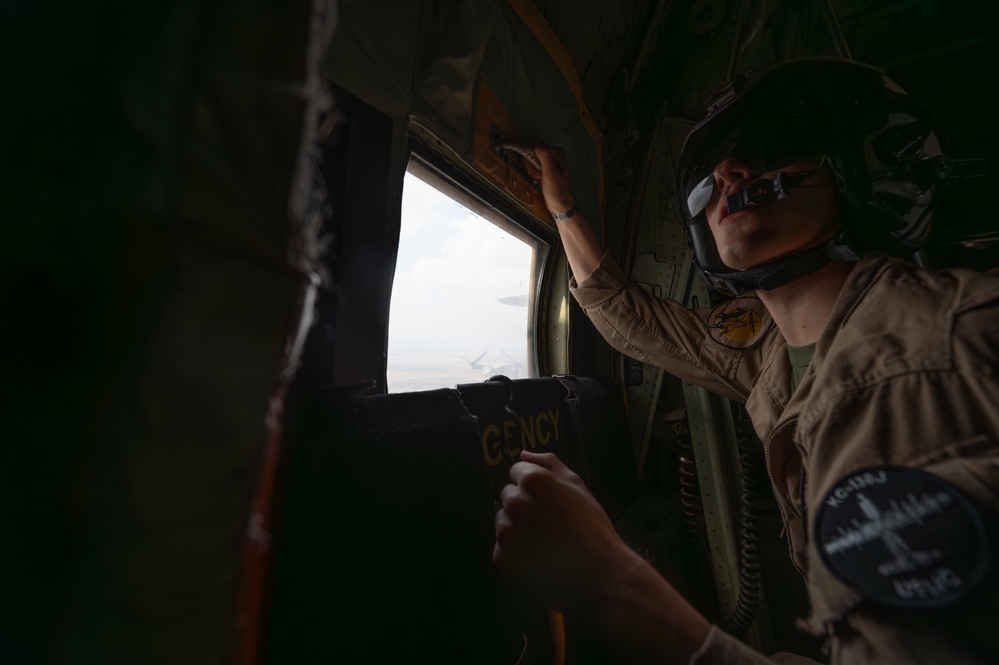 U.S. Marine Corps Loadmaster Prepares for Flyover