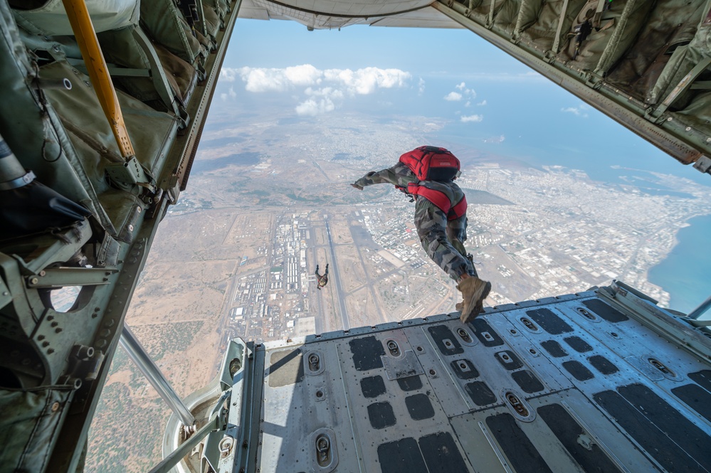 French Foreign Legion Commando Jumps from U.S. Marine Corps KC-130J &quot;Bronco&quot; during Partner Appreciation Day