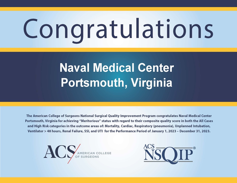 NAVAL MEDICAL CENTER PORTSMOUTH RECEIVES NATIONAL RECOGNITION