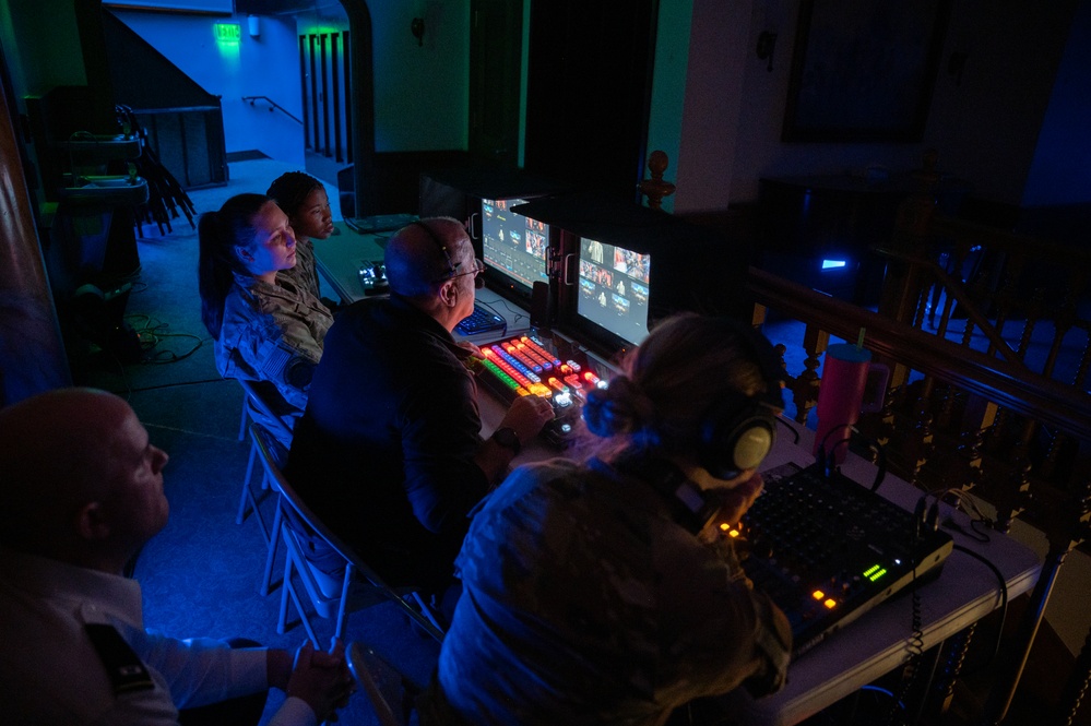 Members of the 2d Audiovisual Squadron Conduct Video Livestream Operations at the 69th Annual Veterans Day Concert