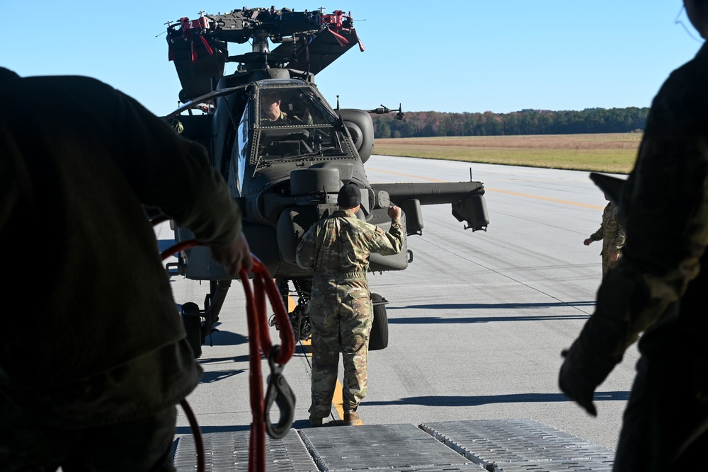 Boeing AH-64 Apache aerial lift certification for new blade fold kit