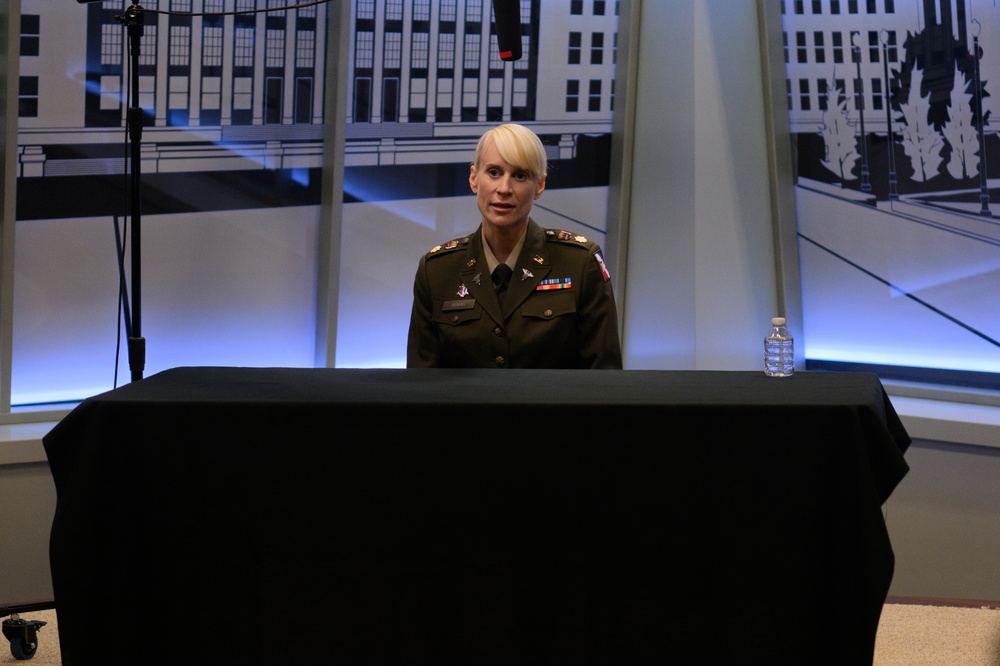 U.S. Army Astronaut MAJ Kathleen Rubins Attends a Press Conferences at the Pentagon