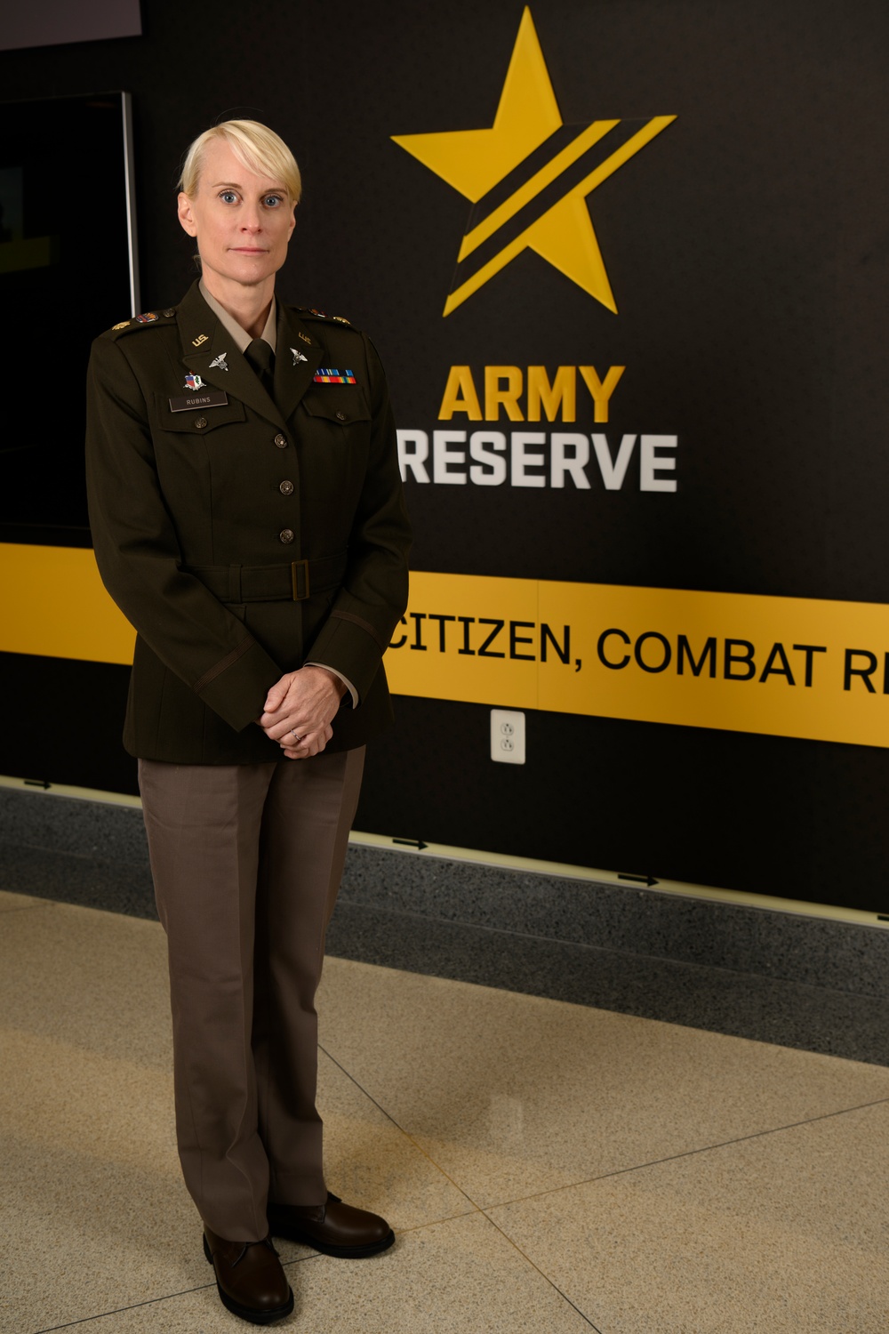 U.S. Army Astronaut MAJ Kathleen Rubins is awarded the Basic Aviator Badge with the Astronaut Device and Space Operations Badge at the Pentagon