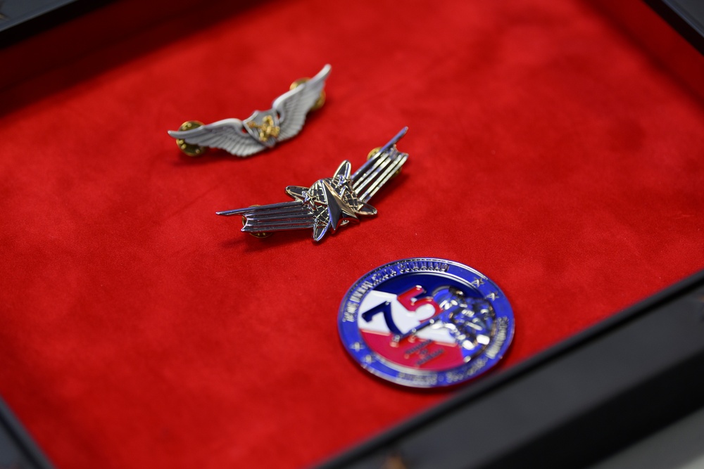 U.S. Army Astronaut MAJ Kathleen Rubins is awarded the Basic Aviator Badge with the Astronaut Device and Space Operations Badge at the Pentagon