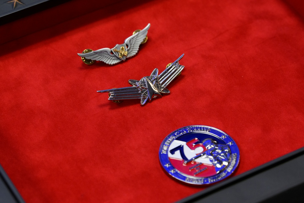 U.S. Army Astronaut MAJ Kathleen Rubins is awarded the Basic Aviator Badge with the Astronaut Device and Space Operations Badge at the Pentagon