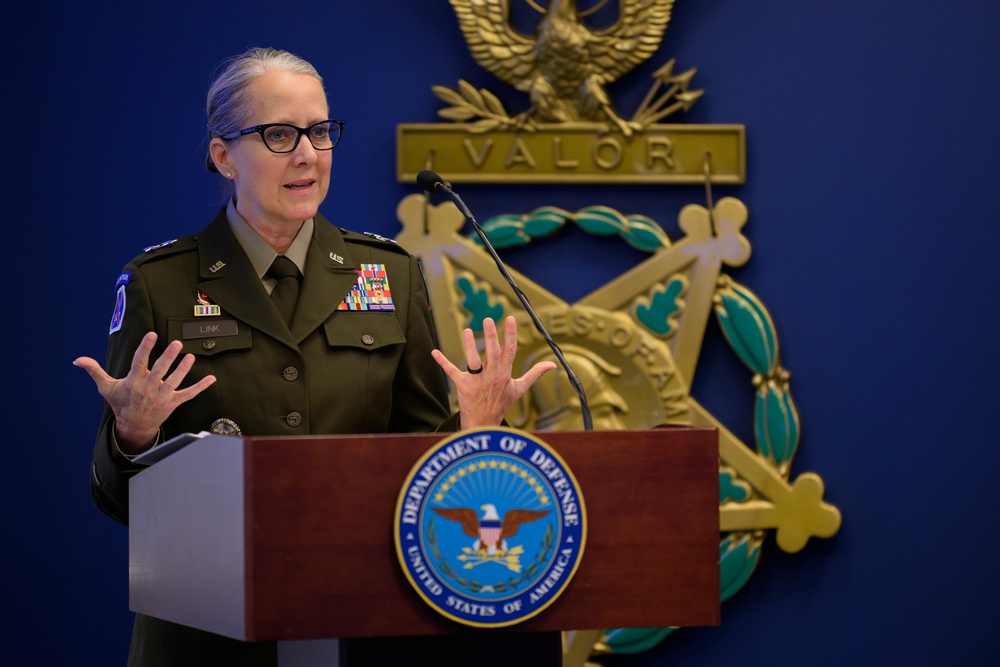 U.S. Army Astronaut MAJ Kathleen Rubins is awarded the Basic Aviator Badge with the Astronaut Device and Space Operations Badge the Pentagon