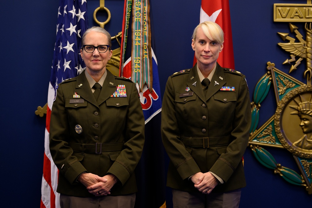 U.S. Army Astronaut MAJ Kathleen Rubins is awarded the Basic Aviator Badge with the Astronaut Device and Space Operations Badge at the Pentagon