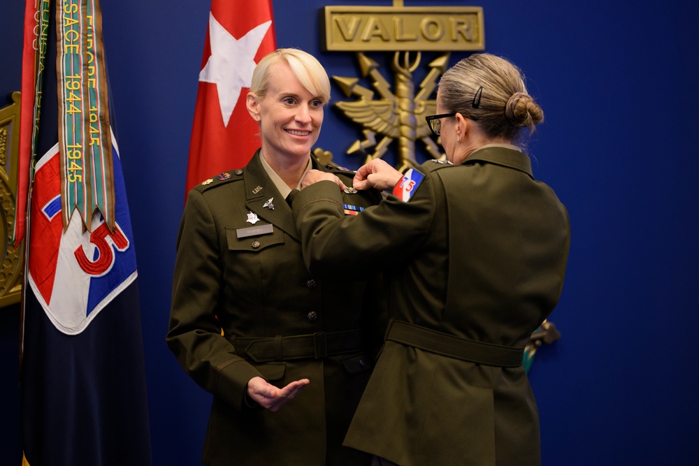 U.S. Army Astronaut MAJ Kathleen Rubins is awarded the Basic Aviator Badge with the Astronaut Device and Space Operations Badge at the Pentagon