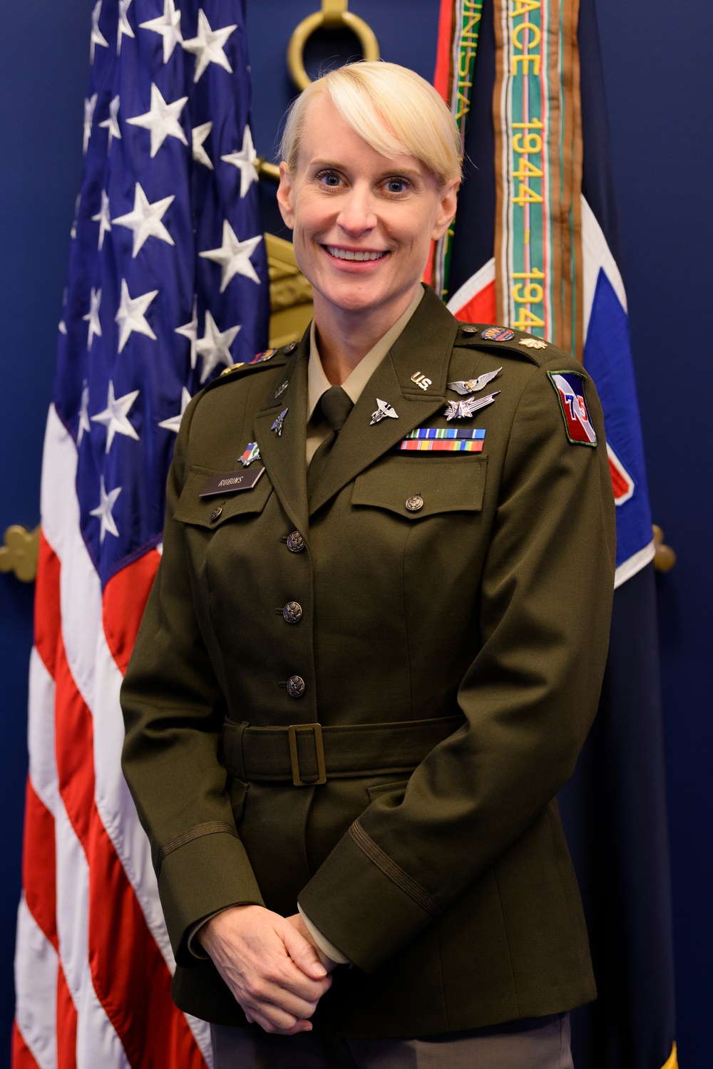 U.S. Army Astronaut MAJ Kathleen Rubins is awarded the Basic Aviator Badge with the Astronaut Device and Space Operations Badge the Pentagon