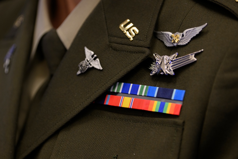 U.S. Army Astronaut MAJ Kathleen Rubins is awarded the Basic Aviator Badge with the Astronaut Device and Space Operations Badge the Pentagon