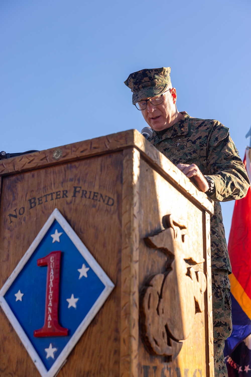 1st MARDIV holds morning colors ceremony