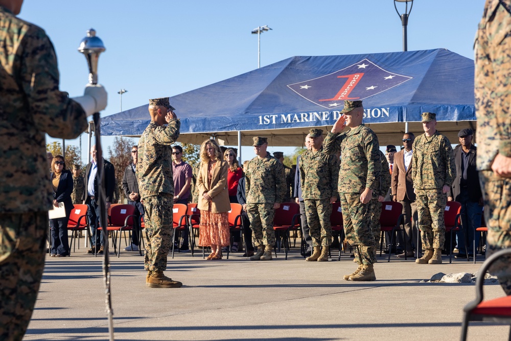 1st MARDIV holds morning colors ceremony