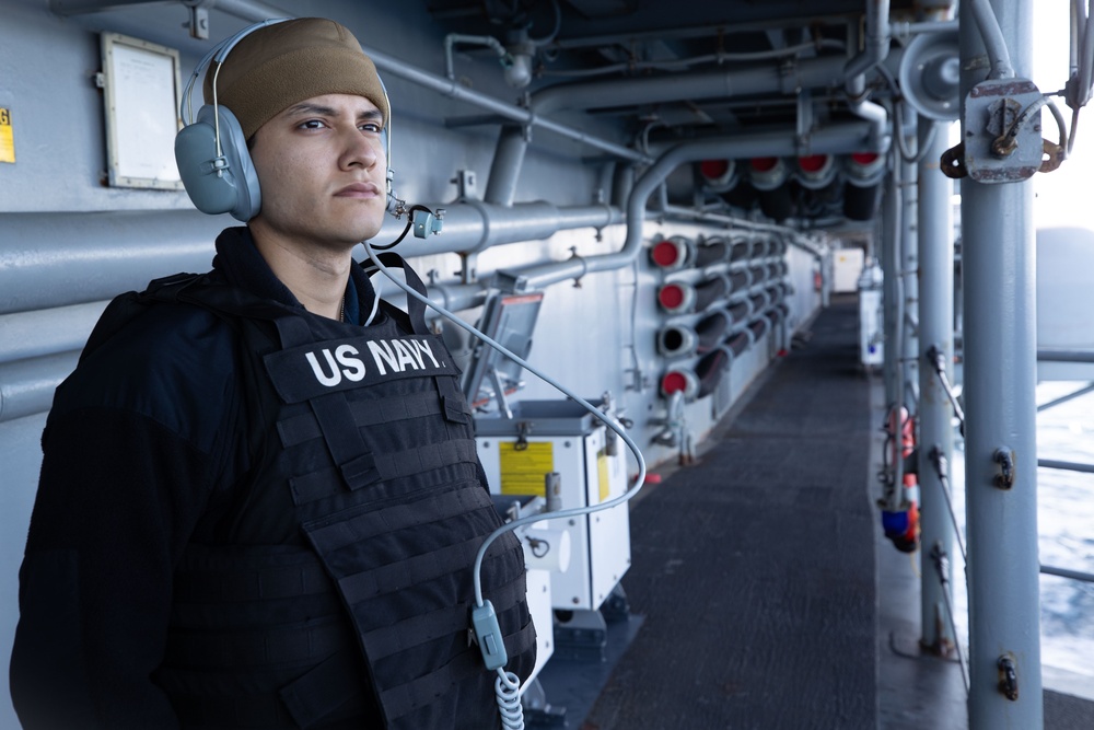 USS Tripoli Sailors Stand Lookout and Security Watch