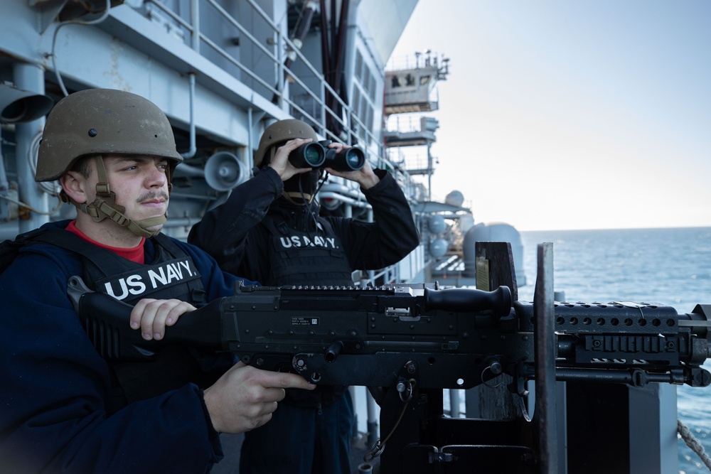 USS Tripoli Sailors Stand Lookout and Security Watch