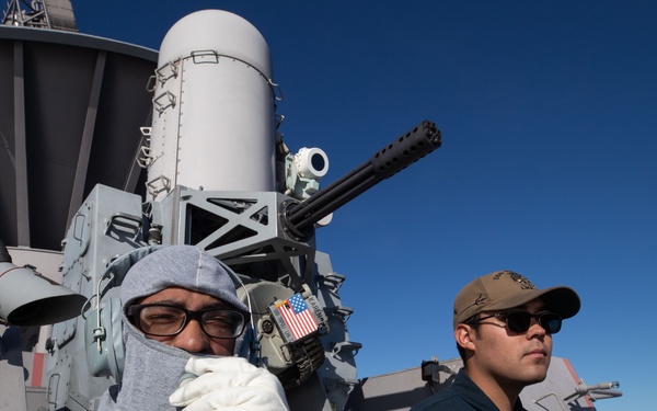 USS Tripoli Sailors Stand Lookout and Security Watch