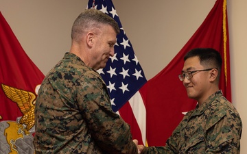 Brig. Gen. Collins Congratulates 3rd MLG Marine and NCO of the Quarter