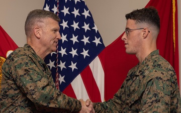 Brig. Gen. Collins Congratulates 3rd MLG Marine and NCO of the Quarter