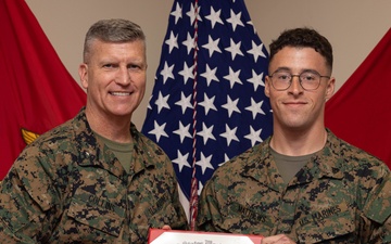 Brig. Gen. Collins Congratulates 3rd MLG Marine and NCO of the Quarter