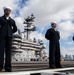 USS Carl Vinson (CVN 70) Sailors Man the Rails while departing San Diego