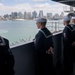 USS Carl Vinson (CVN 70) Sailors Man the Rails while departing San Diego