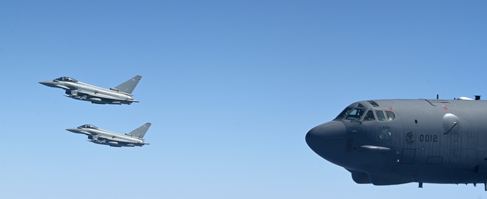 U.S. B-52 Stratofortress strategic bombers integrate with allies, partners during bomber task force flight over CENTCOM