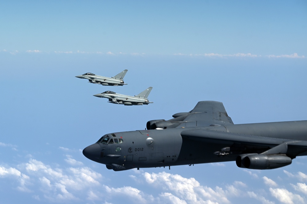 U.S. B-52 Stratofortress strategic bombers integrate with allies, partners during bomber task force flight over CENTCOM