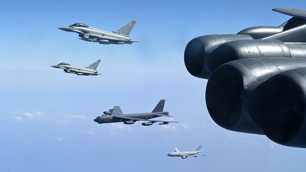 U.S. B-52 Stratofortress strategic bombers integrate with allies, partners during bomber task force flight over CENTCOM