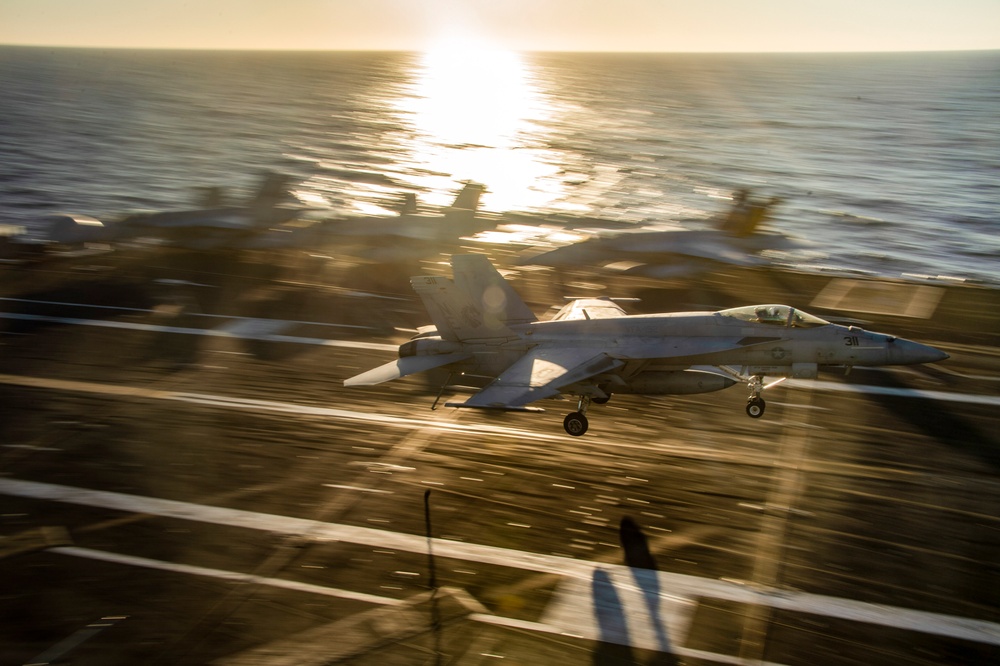 Flight Operations are conducted aboard USS Carl Vinson (CVN 70)