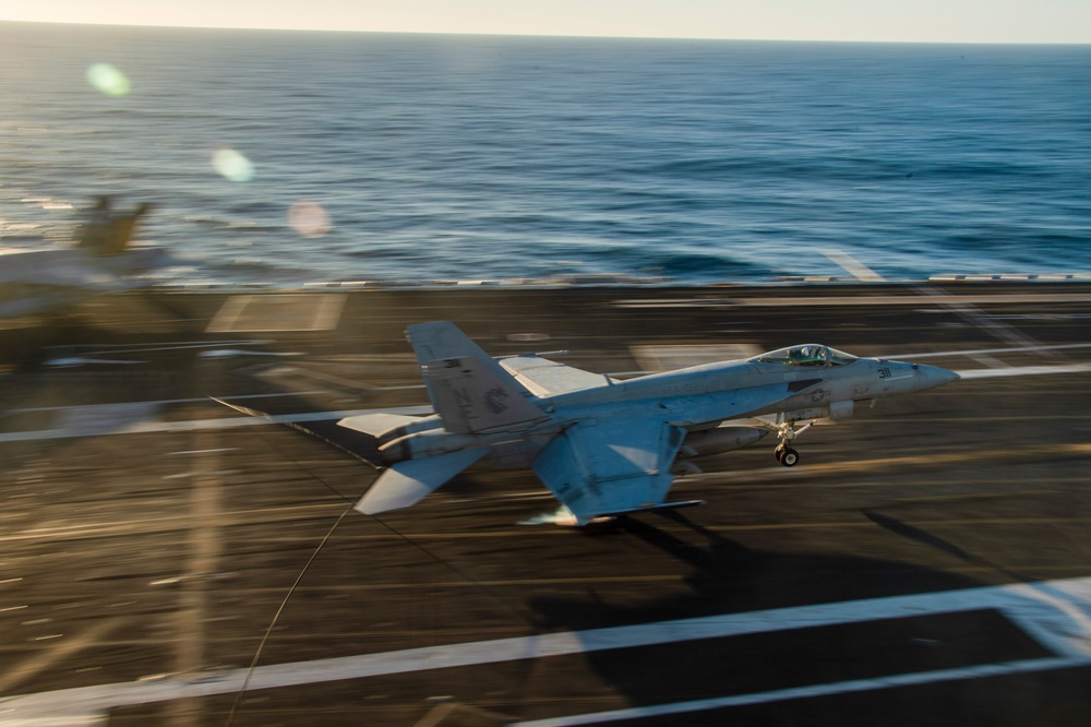 Flight Operations are conducted aboard USS Carl Vinson (CVN 70)