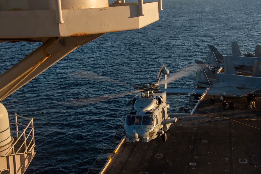 Flight Operations are conducted aboard USS Carl Vinson (CVN 70)