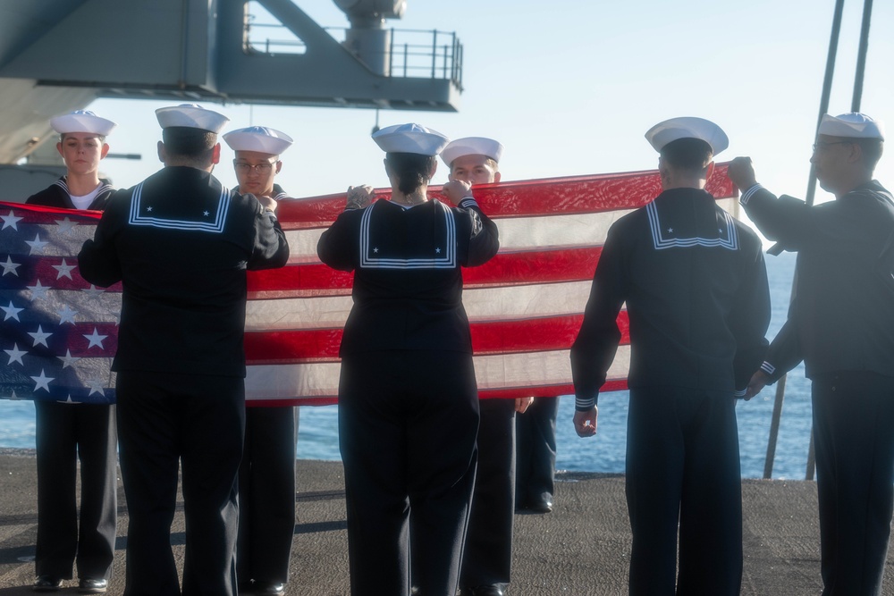 A Burial-at-Sea ceremony is conducted aboard USS Carl Vinson (CVN 70)